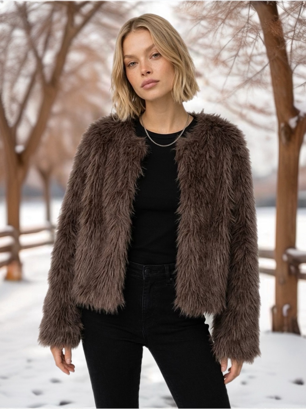 Cozy Chocolate Brown Teddy Jacket with Two Front Closures
